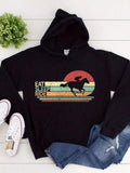 Men's Hoodie Eat Sleep Ride Retro Stripes With Galloping Horse And Setting Sun