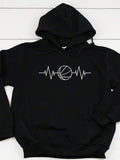 Men's Hoodie Heartbeat With Energetic Lines Featuring A Centered Basketball