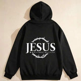 Men's Hoodie White Crown Of Thorns With Large Bold Letters Jesus