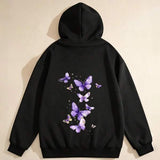 Men's Hoodie Fluttering Purple Butterflies Dancing Gracefully Under Twilight Glow Butterfly