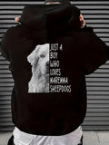 Men's Hoodie Just A Boy Who Loves Maremma Sheepdogs Monochrome Graphic With Gentle Maremma Sheepdog Portrait