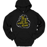 Men's Hoodie Thy Will Be Done Elegant Gold Lettering Surrounded By Flowing Calligraphy Lines Hoodie