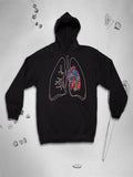 Men's Hoodie Intricate Veins And Arteries With Anatomical Lung Heart Illustration