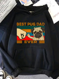 Men's Hoodie Best Pug Dad Ever Retro Color Stripes With Fist Bump And Cute Pug Dog