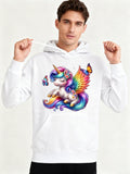 Men's Hoodie Colorful Flying Butterflies And Rainbow Winged Unicorn
