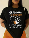 Women's Hoodie Grandma Grandson Best Friends For Life Handprint Heart Shirt