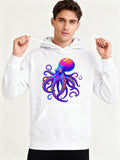 Men's Hoodie Colorful Ocean Fantasy With Swirling Vibrant Paint Splash Octopus