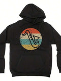 Men's Hoodie Retro Sunset Stripes Behind Abstract Artistic Saxophone