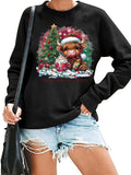 Women's Hoodie Highland Cow with Santa Hat and "Merry Cowmas" text