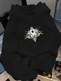 Women's Hoodie Mysterious Skull and Four-leaf Clover Crown