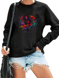 Women's Hoodie Phoenix Rising Womens Dancing Print Top Casual Round Neck Long Sleeve Sweatshirt Womens Clothing
