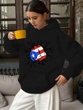 Women's Hoodie Boxing gloves printed with the Puerto Rican flag