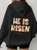 Women's Hoodie HE IS RISEN with Floral Pattern