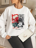 Women's Hoodie Letter and Flower Print