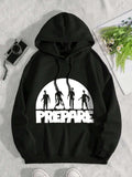 Men's Hoodie Mens Zombie Apocalypse Survival Hoodie - Black Blend Long Sleeve Pullover with PREPARE Graphic Casual & Sporty Design for Horror Movie Fans Pop Culture Clothing Graphic Sweatshirt Durabl