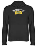 Men's Hoodie Property Of Any Name Yellow Bone Shape Featuring Small Black Paw Prints Under Arched Text Bone