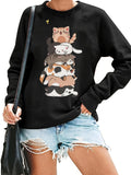 Women's Hoodie Cute Kitten Stacked Print