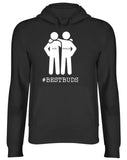 Men's Hoodie Bestbuds Two Minimalist White Stick Figures Standing Side By Side Hugging Figures