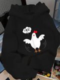 Women's Hoodie Rooster print with "MOO" dialogue box