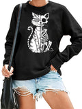 Women's Hoodie Halloween themed skull cat