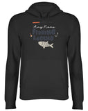 Men's Hoodie Any Name Fishing Legend Simple Cartoon Striped Fish With Hook And Floating Gear Swimming Deep Fish