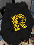 Women's Hoodie Golden leaf surrounding letter R
