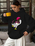 Women's Hoodie Rooster Umbrella Print