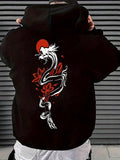 Men's Hoodie Red Dragon Back Print