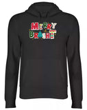 Men's Hoodie Merry Bright Festive Colorful Decorative Shapes With Christmas Tree And Holiday Patterns Lettering