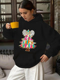 Women's Hoodie Christmas Tree with Leopard Print Bow