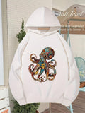 Men's Hoodie Vintage Octopus Squid Kraken Marine Theme Sea Print