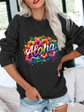 Women's Hoodie Black with Vibrant Floral Letter Print