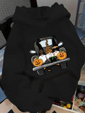 Women's Hoodie Playful Halloween Pumpkin Wizard