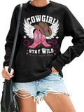 Women's Hoodie Stay Wild & Cowboy Boots with Wings Design