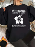 Women's Hoodie WomenS Inspirational Quote Hoodie Polyester 100% Crew Neck Sweatshirt with Applique Casual Alphabet Letter Print Drawstring Pullover for FallWinter
