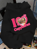 Women's Hoodie Capybara design in a heart-shaped frame surrounded by pink petals