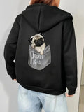 Women's Hoodie Cute puppy pocket pattern