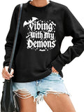 Women's Hoodie Halloween Letter Print