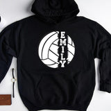 Men's Hoodie Emily Bold Artistic Split Athletic Graphic With Personalized Text Details Sports Volleyball