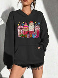 Women's Hoodie Santa Claus and Festive Drink Print