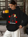 Women's Hoodie Couple Cartoon Print