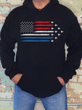 Men's Hoodie Distressed American Flag Patriotic Colors With Flying Formation Silhouettes Fighter Jet