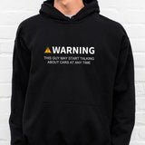 Men's Hoodie Warning This Guy May Start Talking About Cars At Any Time Yellow Caution Symbol With Bold White Printed Text Sign