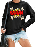Women's Hoodie BOOM graphic print with white and yellow lettering