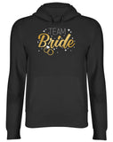 Men's Hoodie Team Bride Golden Wedding Rings With Sparkling Stars And Elegant Script Lettering Hoodie