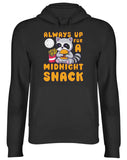 Men's Hoodie Always Up For A Midnight Snack Cute Cartoon Animal Holding Burger Beside French Fries Under Moonlit Night Raccoon
