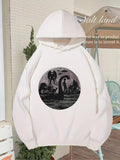 Men's Hoodie Mysterious Silhouettes Of Legendary Mythical Creatures Gathering In The Dark Night Landscape