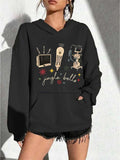 Women's Hoodie Jingle Bells Cartoon Hospital Monitors And Healthcare Equipment With Festive Medical Icons Illustration