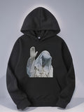 Men's Hoodie Veiled Religious Statue With Raised Hand Under Soft Ambient Lighting Statue