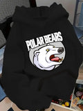 Women's Hoodie Polar Bears Fierce White Roaring Animal Head Within A Circular Graphic Polar Bear
